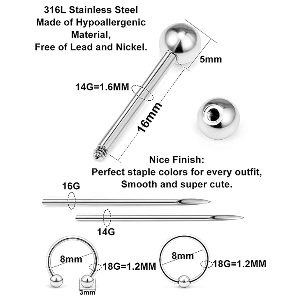 스테인레스 스틸 눈썹 반지 말굽 린 피어싱 키트, 산업 - Body Jewelry Industrial 리뷰 및 가격