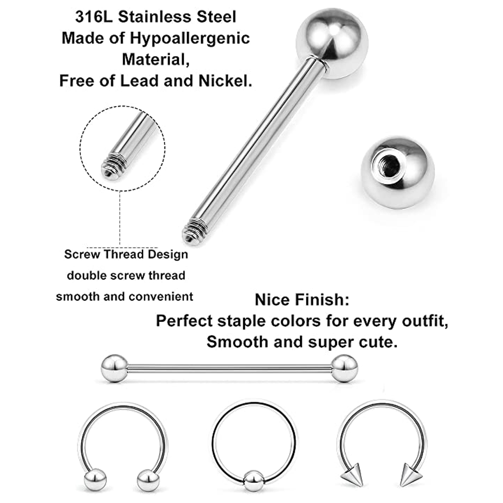 스테인레스 스틸 눈썹 반지 말굽 린 피어싱 키트, 산업 - Body Jewelry Industrial 리뷰 및 가격