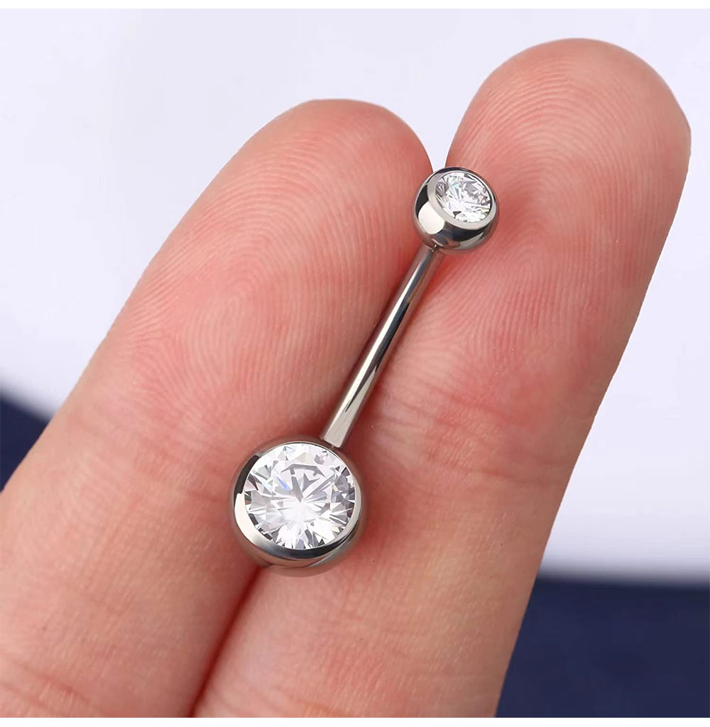더블 보석 배꼽 반지 스테인레스 스틸 크리스탈 라인 석 - Belly Bar Titanium 리뷰 및 가격