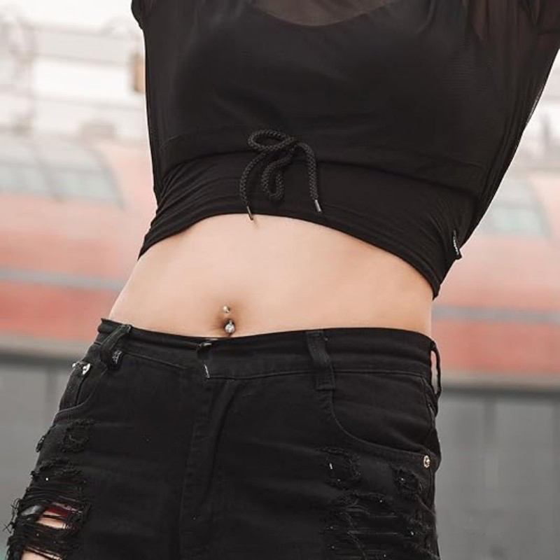 1개 G23 티타늄 배꼽 링 14G 라운드 큐빅 지르코 - Belly Bar Titanium 리뷰 및 가격