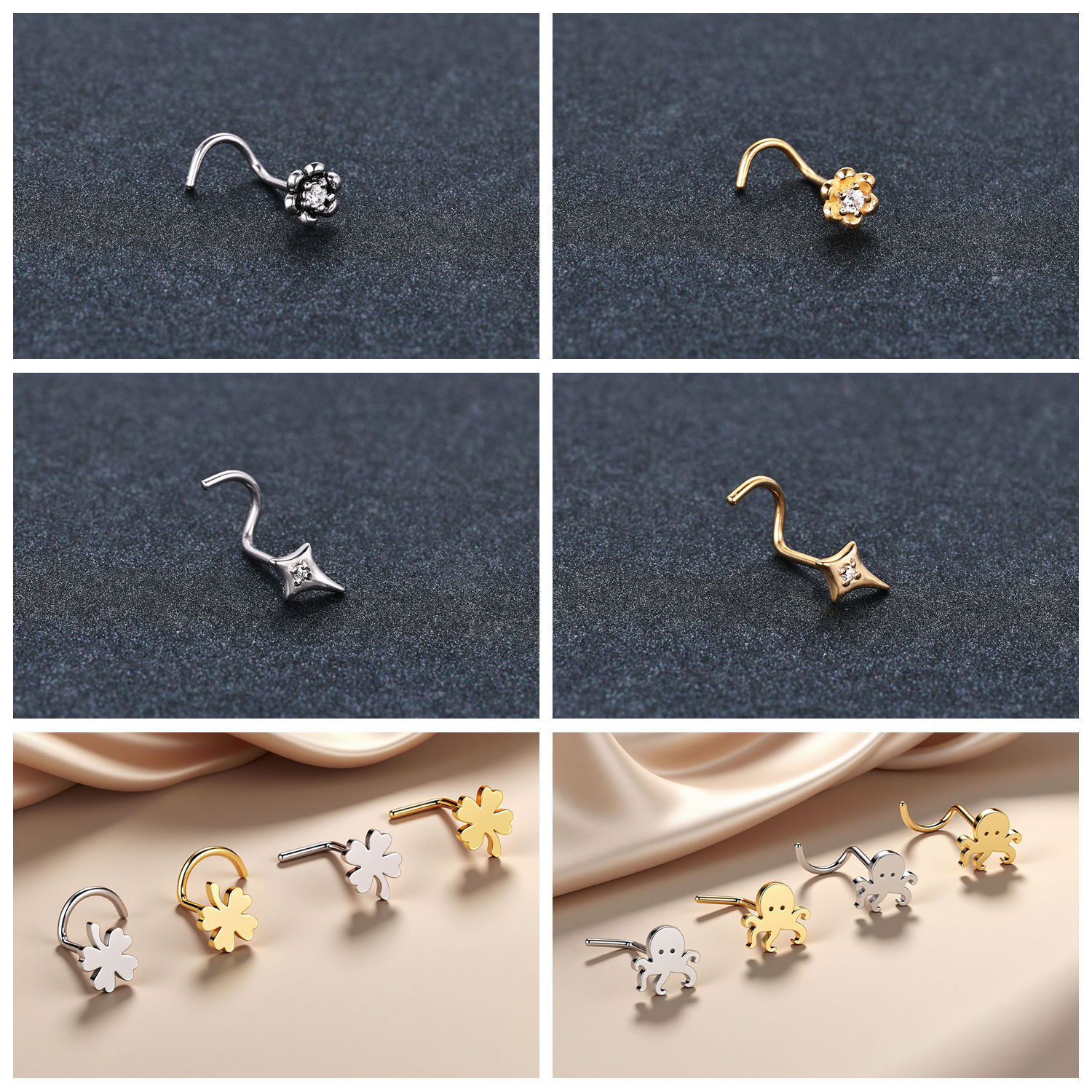 ZS 1개 골드 색상 316L 스테인리스 스틸 코 스터 - Zs Body Jewelry 리뷰 및 가격