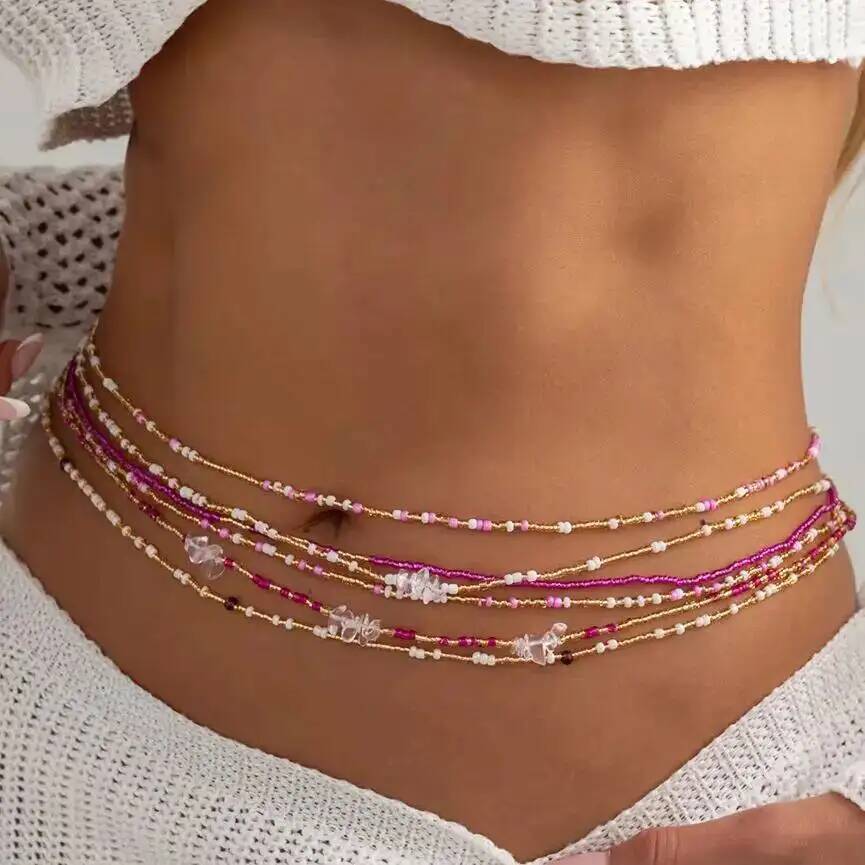 시신 6종 세트 보헤미안 스타일 화려한 쌀알 비즈 허리 - Body Chain Jewelry 리뷰 및 가격