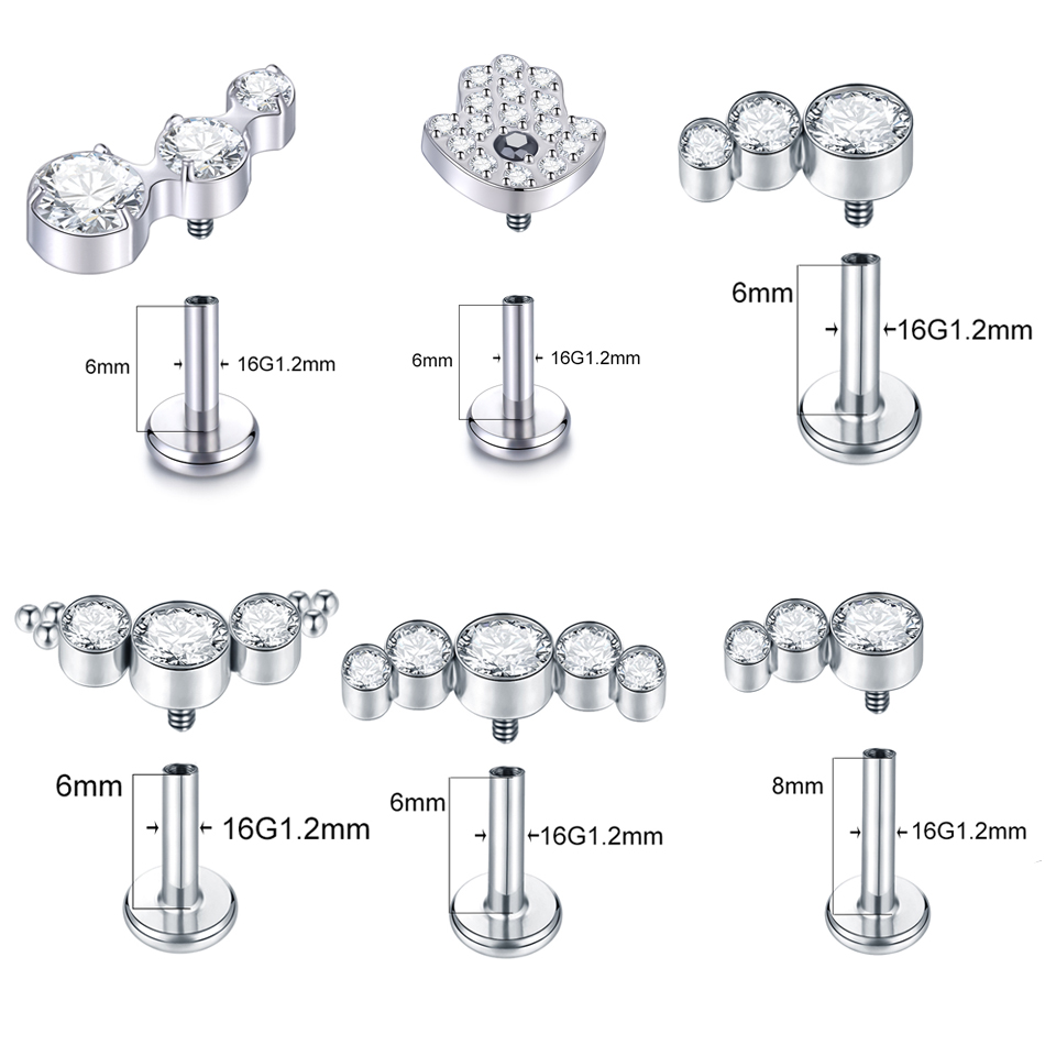 1PC 티타늄 16G CZ 보석 Labret 스터드 립 - Cluster Stud Ear 리뷰 및 가격